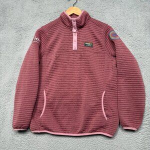 LL Bean Airlight Knit Pullover Womens Medium Pockets 1/4 Snap Purple